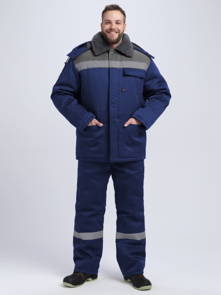 Куртка зимняя Бригада NEW (тк.Смесовая,210), т.синий/серый (ЧЗ)